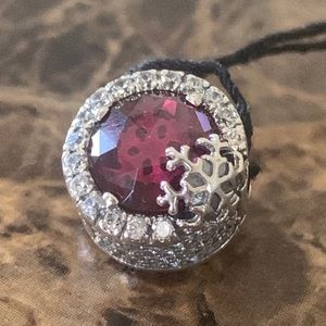 Authentic Pandora Dazzling Snowflake Charm S925 ALE Clear CZ and Cerise Crystal